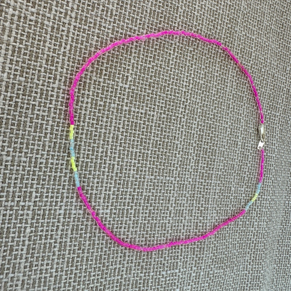Pink Beaded Women's Necklace - Delicate Summer Charm - Picture 5 of 6